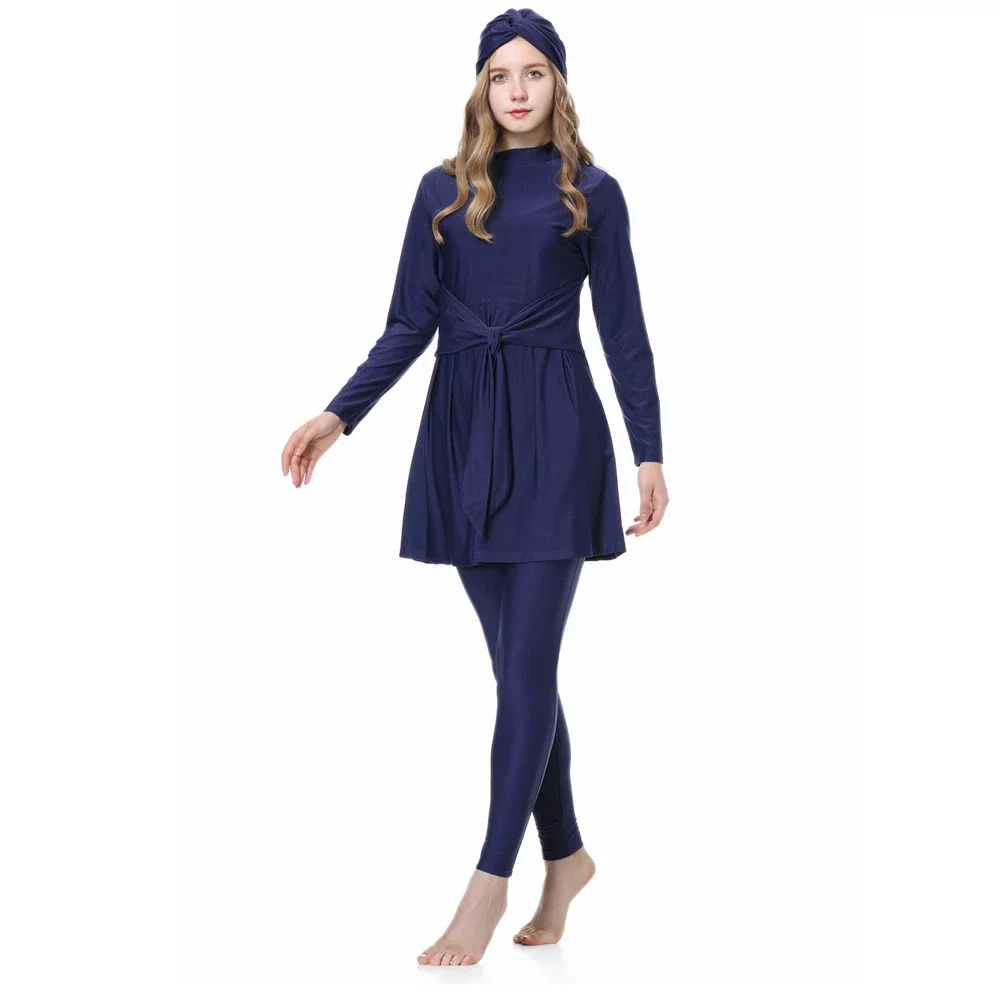 

Modest Women Muslim 3 Piece Set Hijab Swimwear Long Sleeve Swimsuit Islamic Arab Full Cover Burkini Sport Beachwear Cotumes Suit