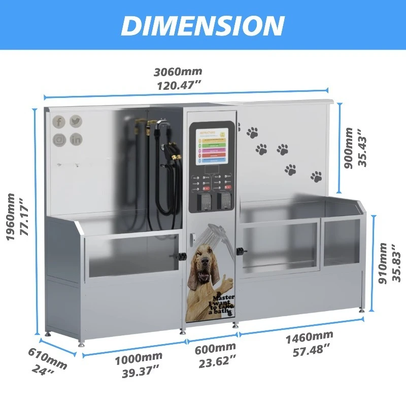 2026 Portable Automatic Pet Cleaning Bathing Vending Machine Self-Service Dog Cat Small Animal Grooming Station Washing Station