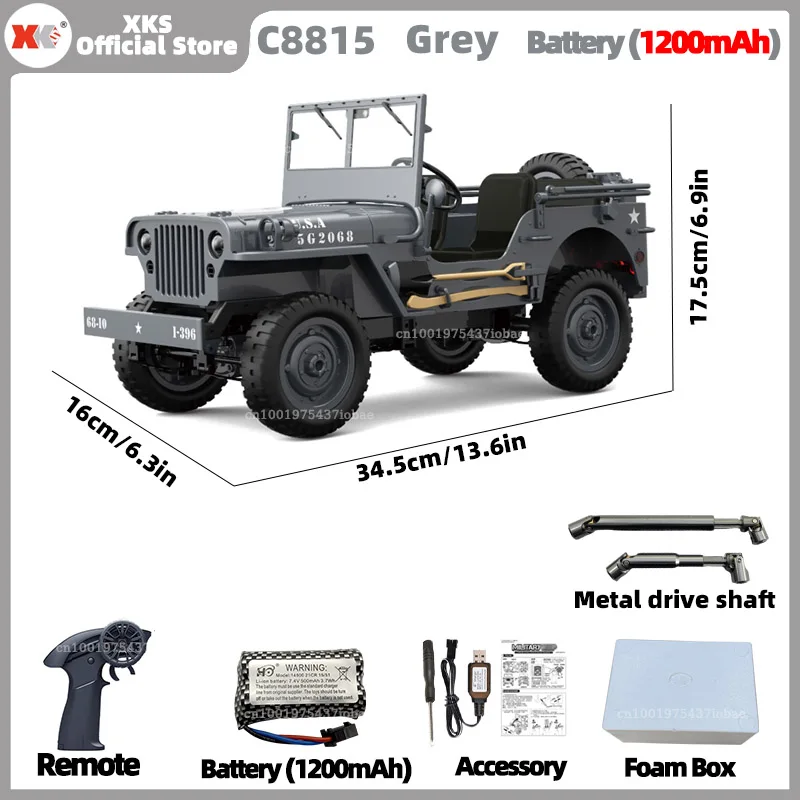 XKS JJRC C8815 1:10 Willys 1941MB schaal RC auto 2.4G 4WD afstandsbediening militair terreinwagen voor kinderen en volwassenen - afbeelding 1