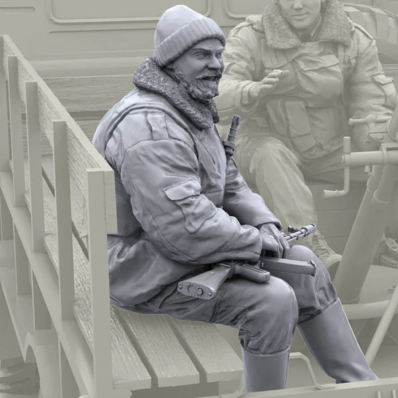 1/16 Scale Die-Cast Resin Figure Model Kit Russian Internal Troops Mortar Crew (No Truck) Unassembled and Unpainted