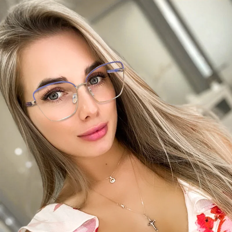 

HANDOER Fashion Women Designer Glasses Frame Blue Light Blocking UV400 Stylish Female Optical Eyewear Prescription Spectacles