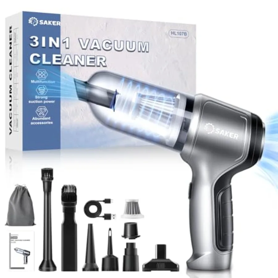 Car Vacuum Portable Cordless Handheld Car Vacuum 15000PA High Power with Brushless Motor and Blower for Cars, Office, Home Clea