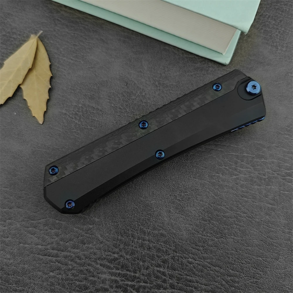 High Quality MICR Glykon Pocket Knife D2 Blade Aluminum+Carbon Fiber Handles Hunting Tactical Knife Camping EDC Tool