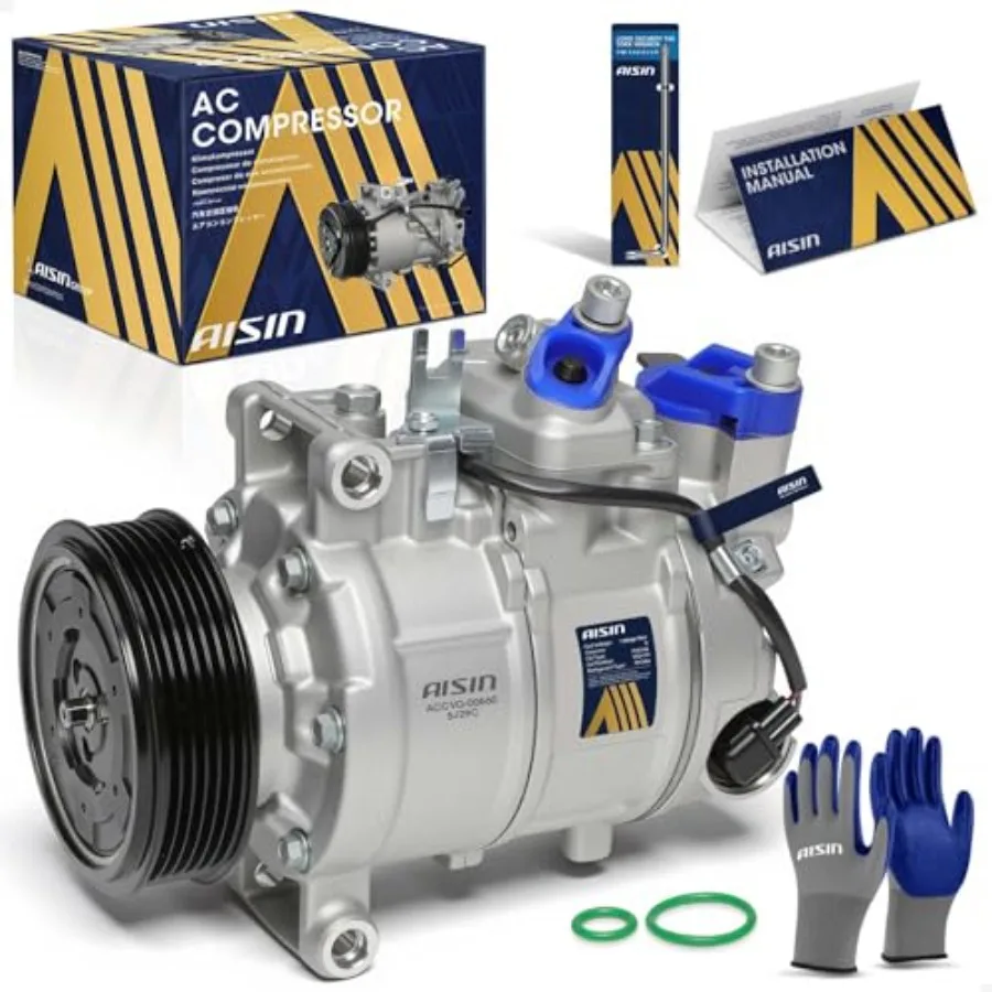 

Aftermarket AC Compressor ACCVG-00660 for Audi A4/Q3/Q5/Q7 Steel, Black, High-Efficiency Clutch 6-Groove Pulley