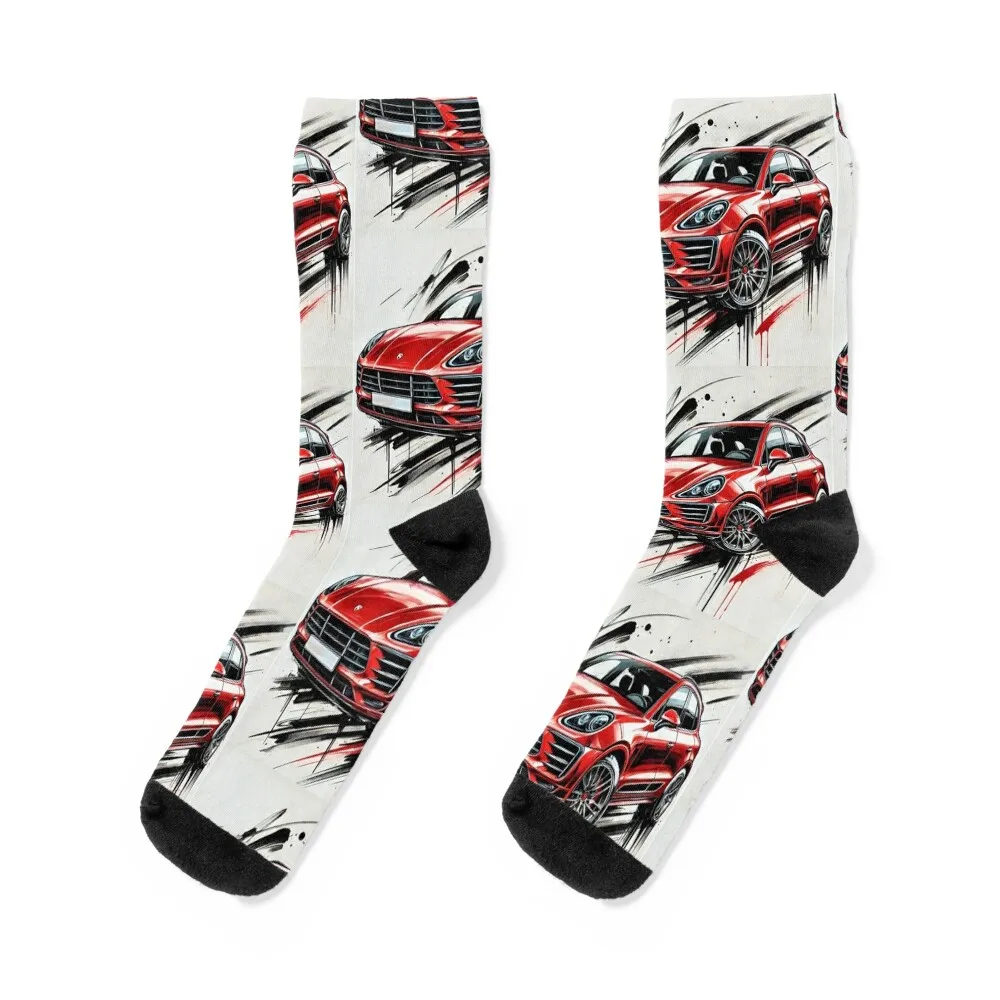 Porsche Macan Fanart (Red) Socks winter golf Male Socks Women's