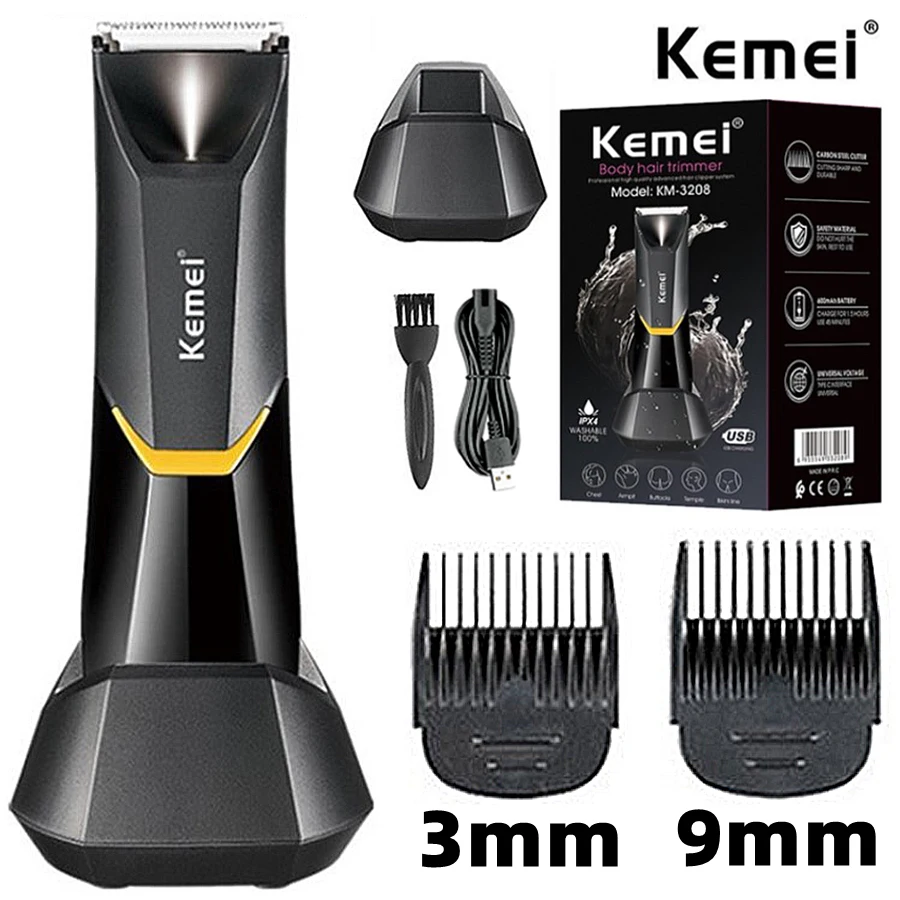 Kemei Electric Groin Hair Trimmer Lawn Mower Ceramic Blade Waterproof Clippers Ultimate Hygiene Razor Below The Waist Grooming