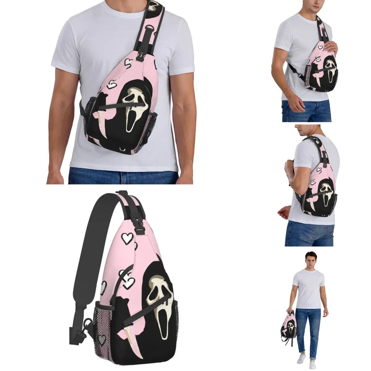 Scream Ghosty Ghostface Small Sling Bags Chest Crossbody Shoulder Backpack Outdoor Sport Daypack Horror Scary Casual School Bags