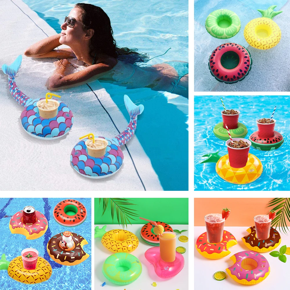 1 pçs brinquedo piscina festa piscina floaties bar coasters piscina float inflável suportes de bebida flutua copo inflável coasters