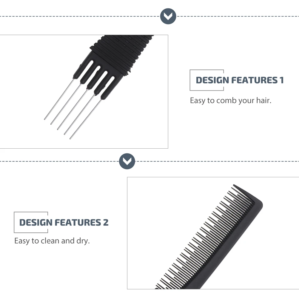 

6pcs Steel Fork Comb Sturdy Hair Picks Portable Professional Carbon Fiber Tail Combs Scalp Care Smooth Hair Growth for Women