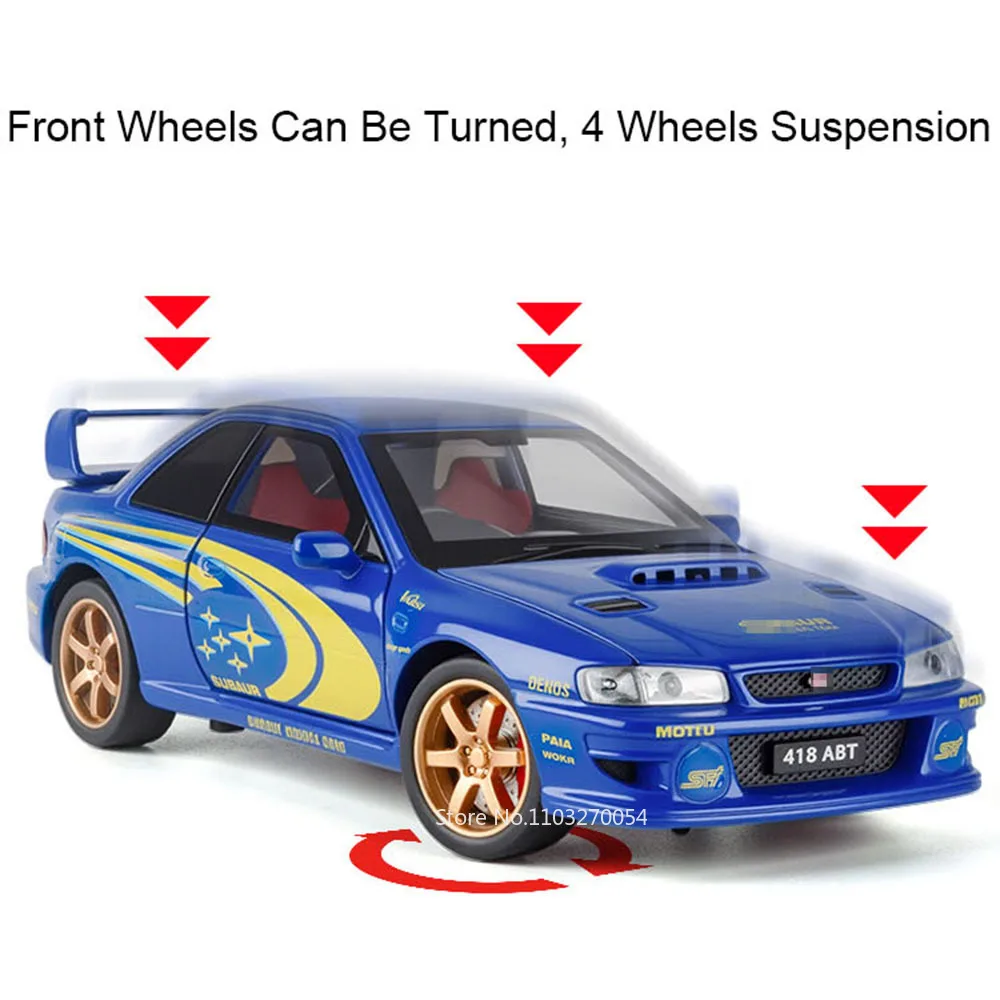 1:32 Subaru Impreza Honda NSX Metallo Pressofuso Giocattoli Modello di Auto Musica Luce Tirare Indietro 4 Porte Aperte Veicolo Regalo Di Natale Per Bambini