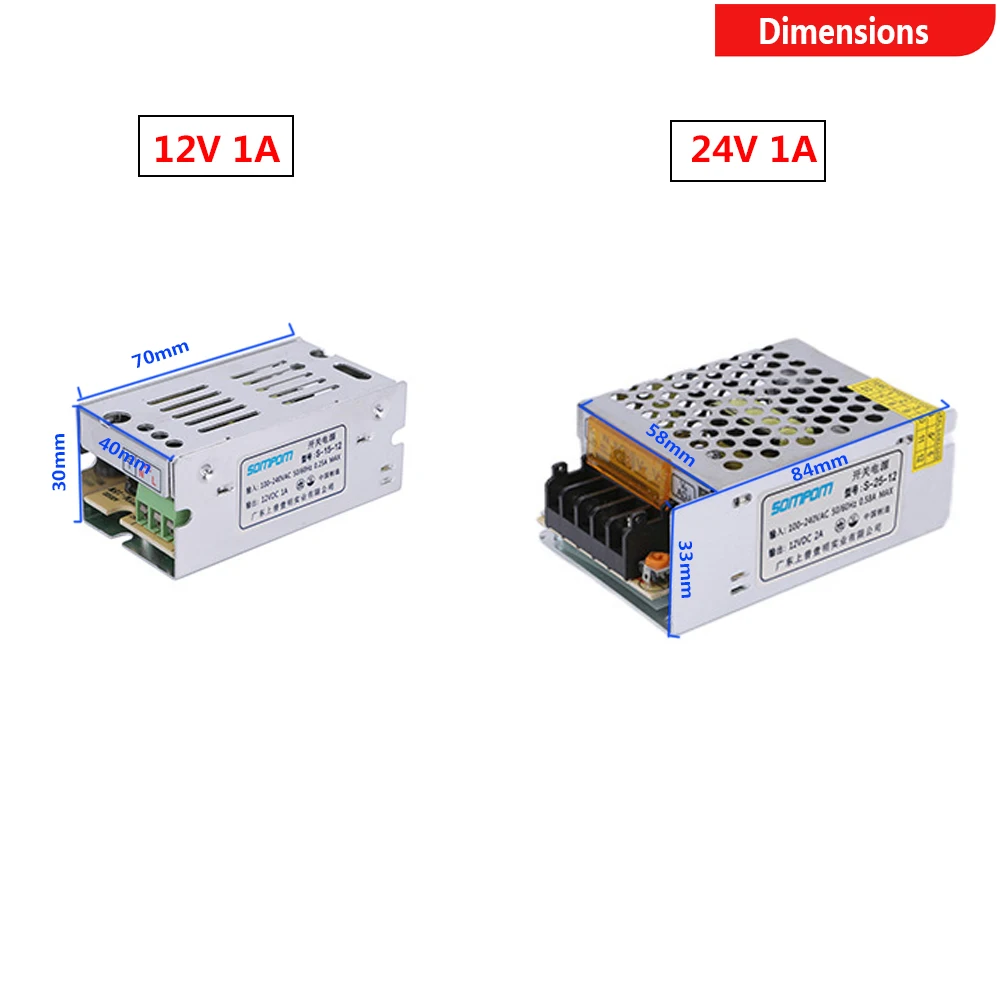 Alimentatore LED 12V 24V 1A trasformatore di illuminazione 18W 24W conversione di alimentazione ca per progetto di Computer CCTV con striscia LED