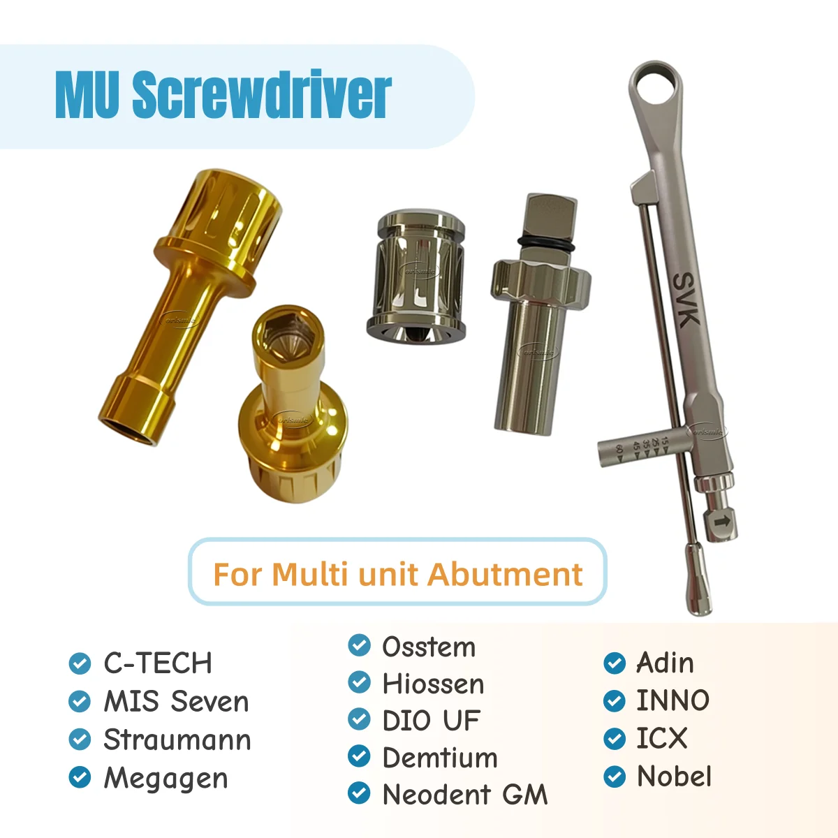 Multi Abutment Ratchet Driver MU Square Screwdriver Torque Wrench For Osstem/NeodentGM/MIS/ICX/Megagen/Straumann/Adin/DIO/C-TECH