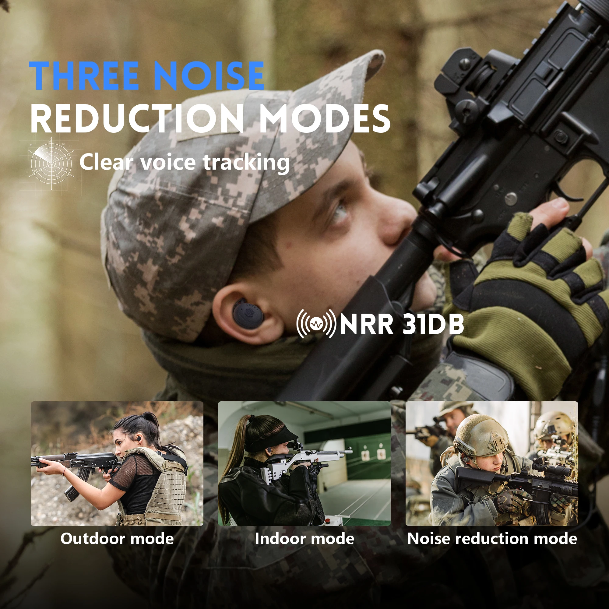 ARM NEXT E30 tactical headset electronic anti-noise earplugs noise-cancelling for shooting protection NRR27dB with Bluetooth