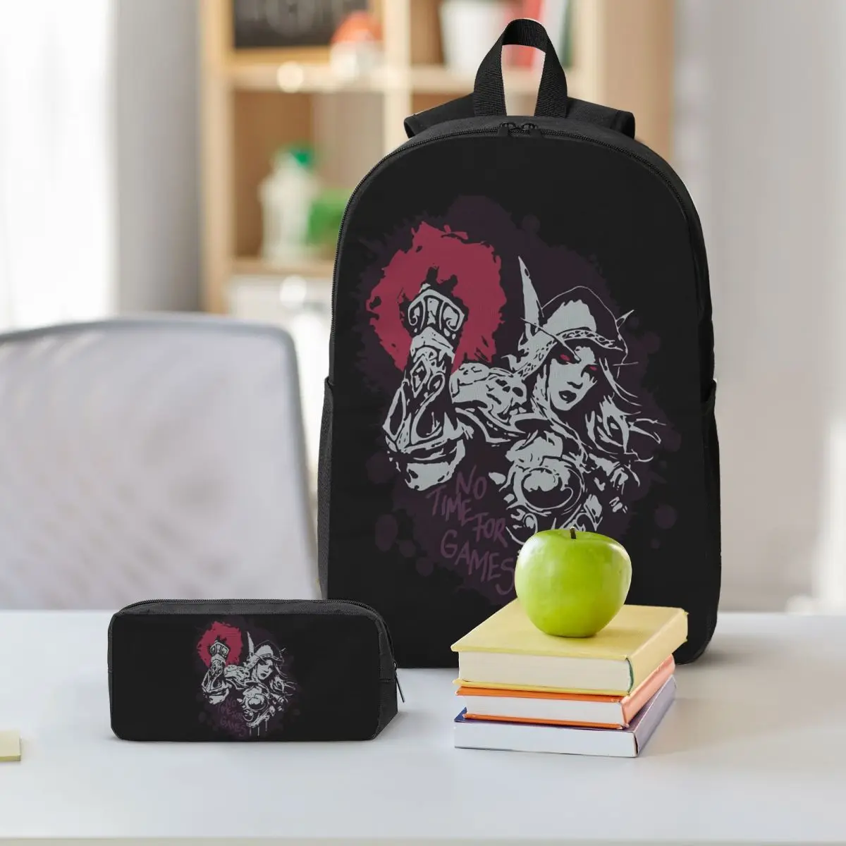 Sylvanas Has No Time For Games Classic Backpack Student BookBag School Bag Shoulder Bags 3ps Insulated Lunch Bag Pencil Case