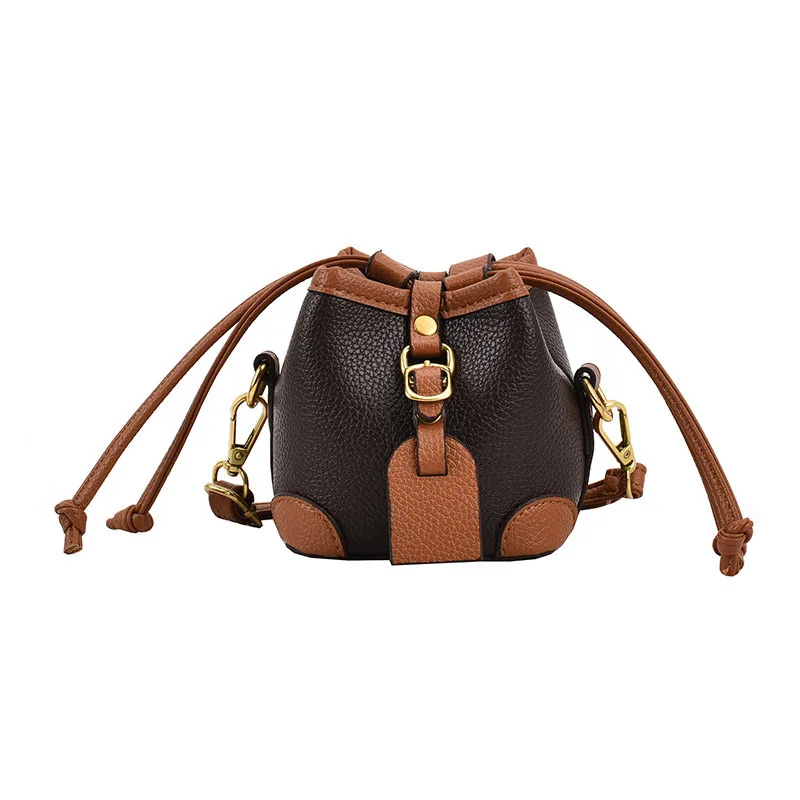 

Мини-сумка-ведро, женская сумка через плечо из искусственной кожи на шнурке, повседневная маленькая сумка на плечо для ежедневного использования