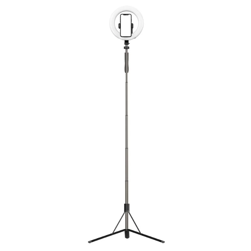 LED Circular Fill Light Selfie Pole, Mobile Live Streaming Bracket, bela fotografia lâmpada, tripé, L06, 8"