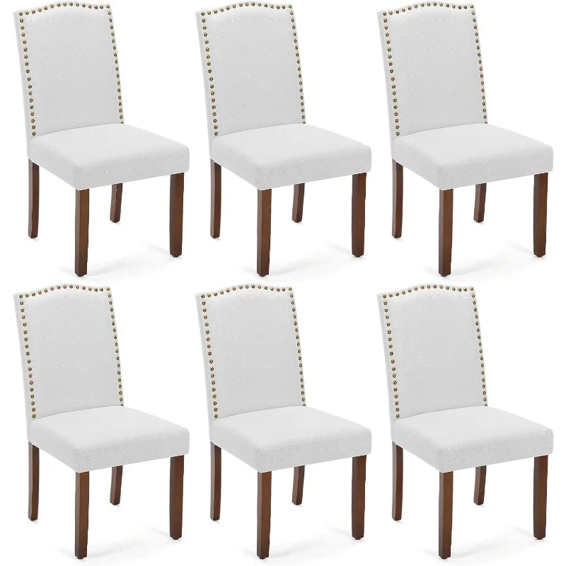 Dining Chairs Set of 6, Upholstered Fabric Kitchen Room Chairs Mid Century Modern High-End Dining Room Side Chairs