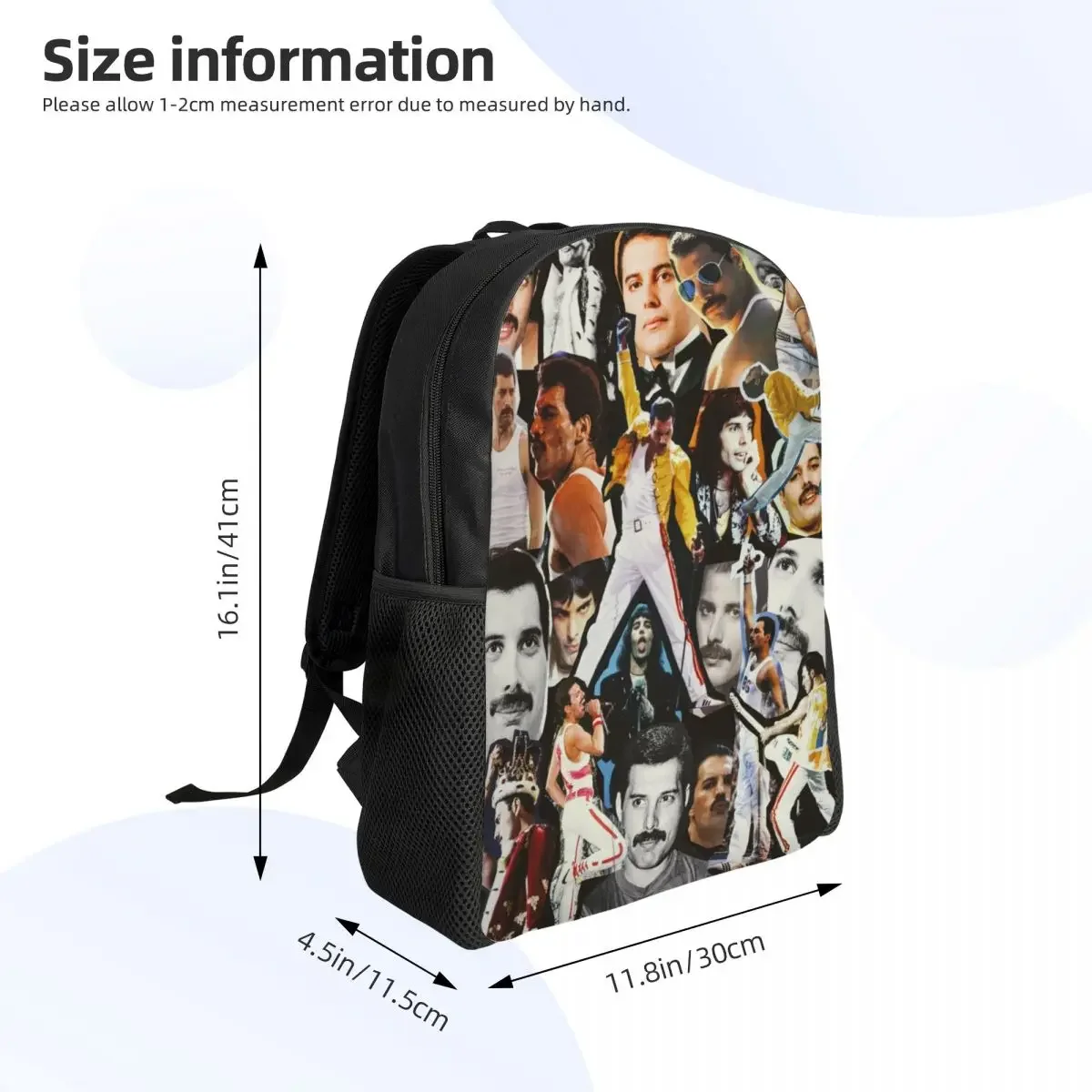 Custom 3D Print Freddie Mercury Collage Backpack for Boys Girls School College Travel Bags Men Women Bookbag Fits 15 Inch Laptop
