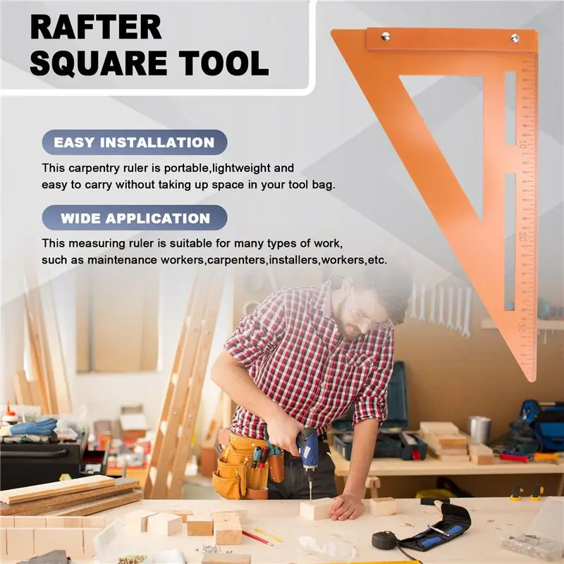 AA94-Multipurpose Triangles Ruler With Positioning Slide Universal Measuring Marking Tool For Carpenters,Layout Measuring