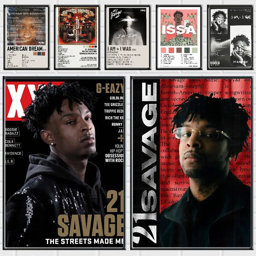 Trending Rapper 21 Savage Posters Premium Self-Adhesive No Residue Wall Sticker for Home Office Bar Decor