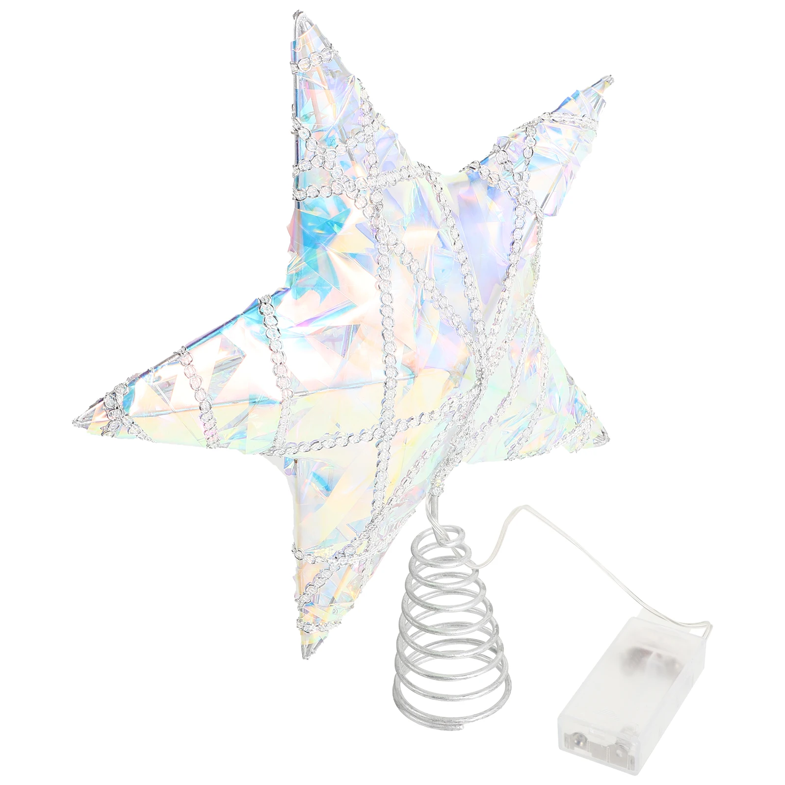 

3D Glitter Christmas Tree Topper Led Lights Big Xmas Decoration Holiday New Year Party Star Treetop Ornament Metal Lighted