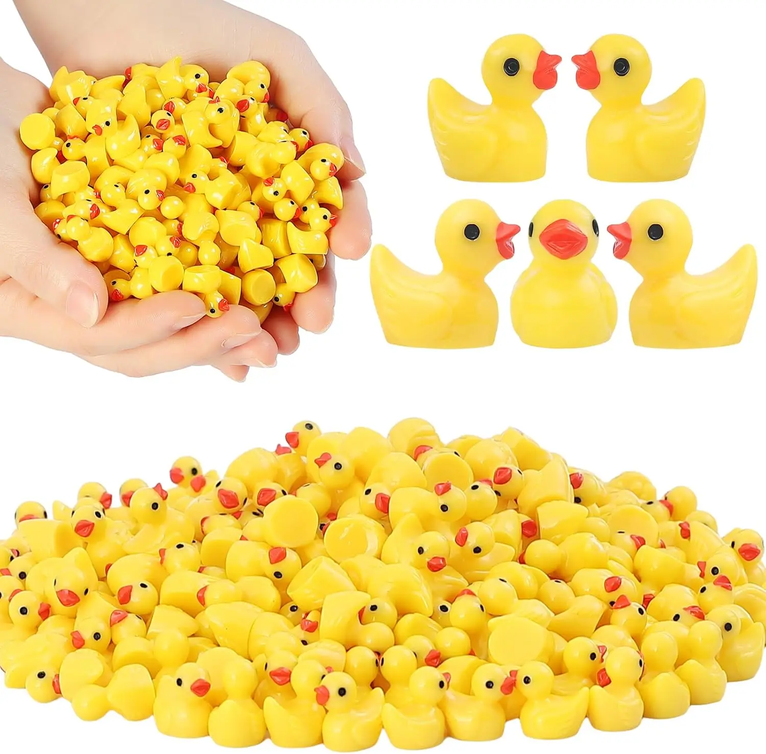 30/50Pc Mini Resin Yellow Duck Miniature Figures Micro Fairy Garden Landscape Doll House Dollhouse Potted Plants Cake Decor