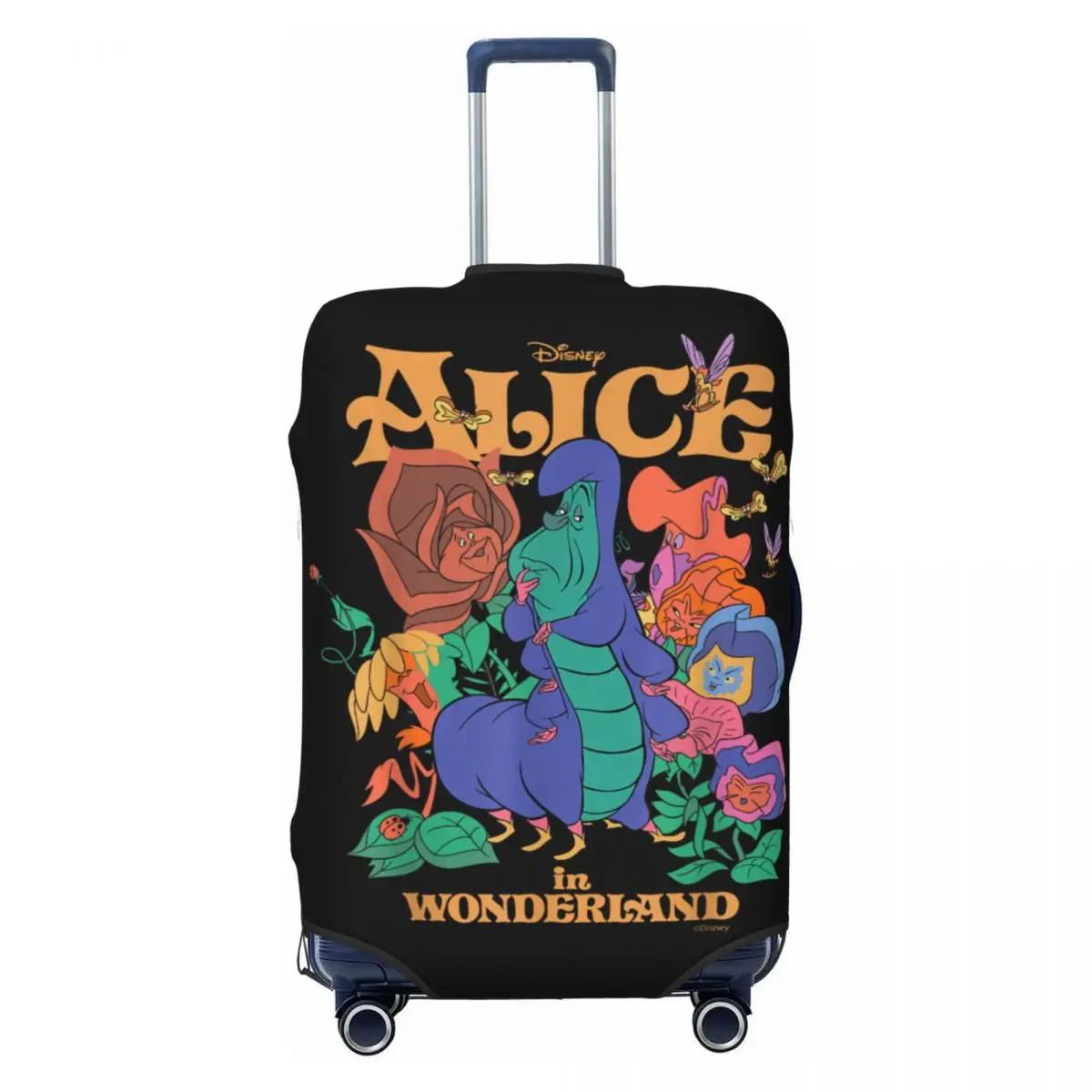 

Alice In Wonderland Caterpillar And Flowers Vintage Suitcase Cover Travel Vacation Practical Luggage Case Protector