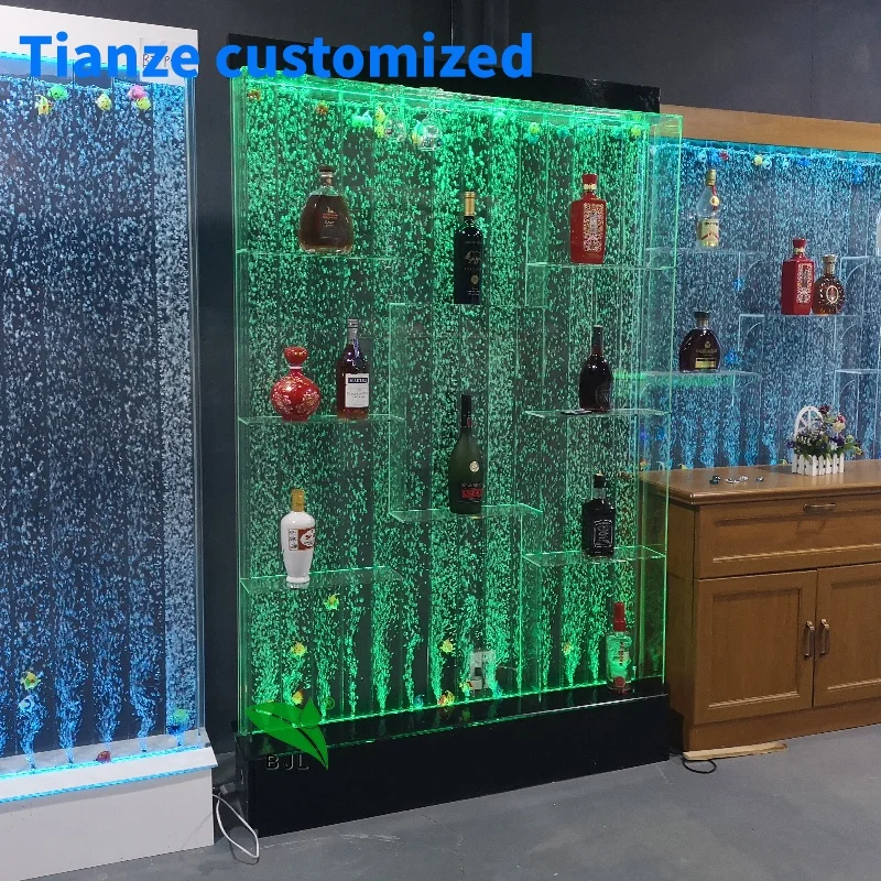 (Customized) Modern led lighting acrylic bubble water wall living room cabinets