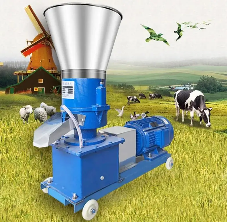 Food Pellet Animal Feed Pellet Mill Biomass Pellet Machine for Home Use Farm Model 125-210 High Quality Pelletizer for Animal