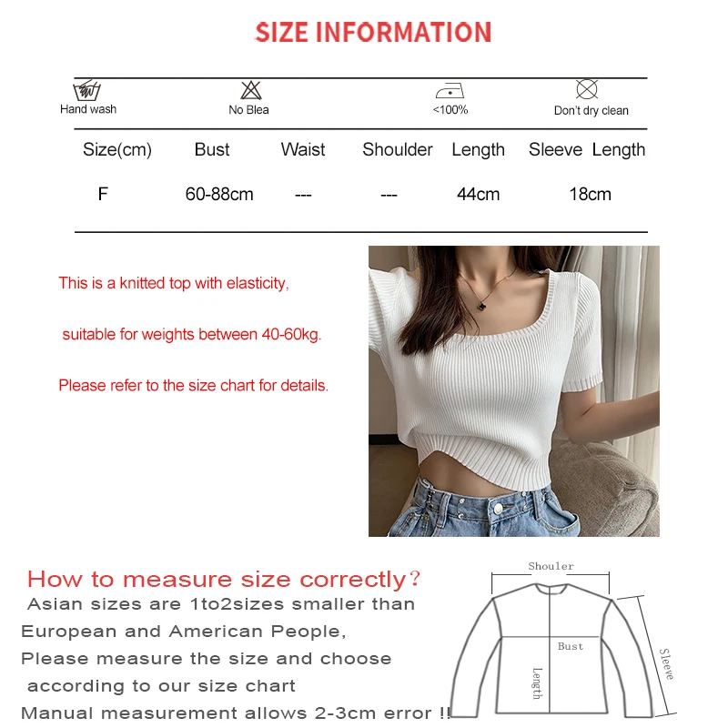 Women Summer Square Collar Solid Casual Top Beach Short Sleeve Knitted Crop Tops Striped Slim Y2K Shirts Tee Spring