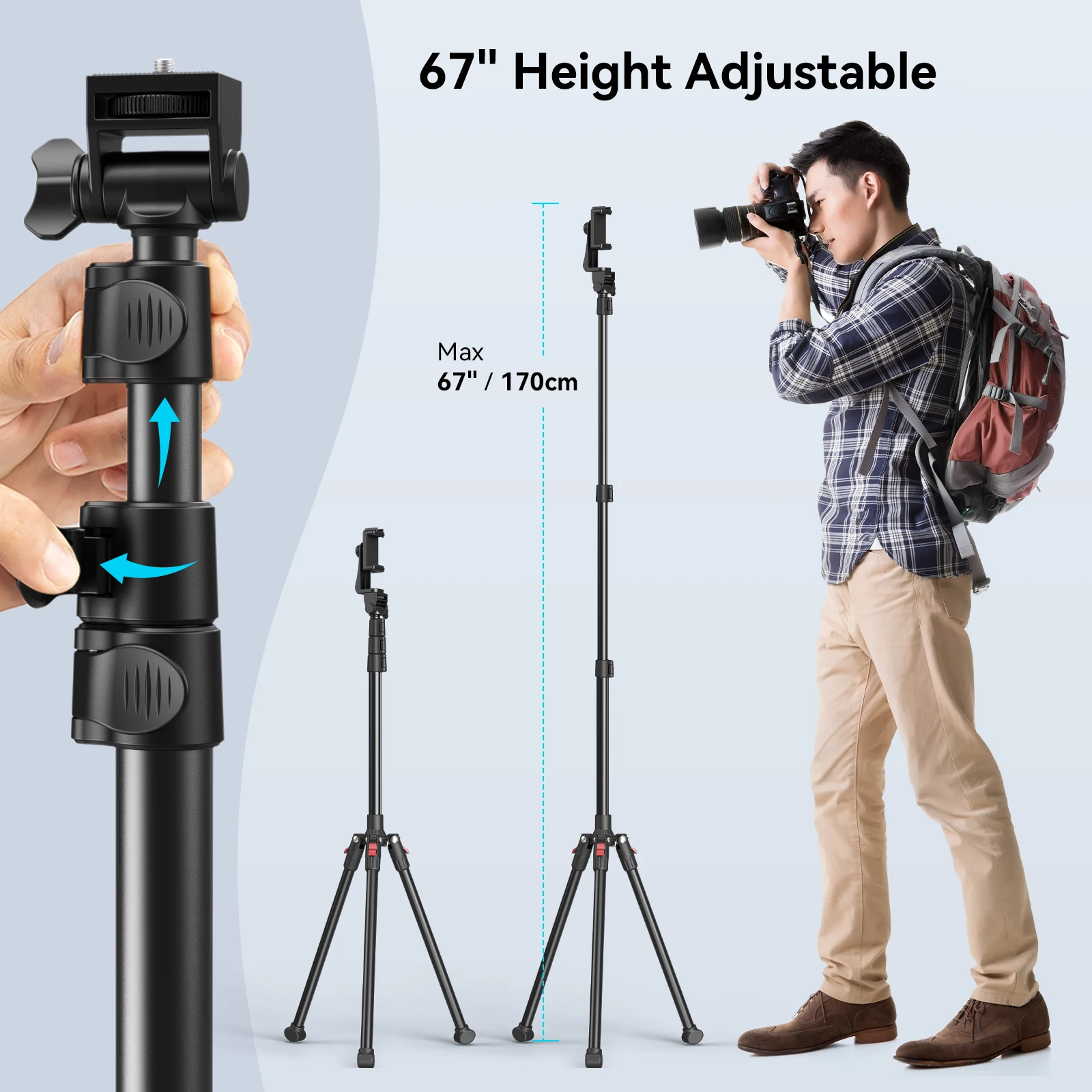 Kit treppiede per telefono pieghevole inverso SmallRig Selfie Stick Bluetooth Wireless Control 50-170cm per fotocamera Mirrorless per cellulare