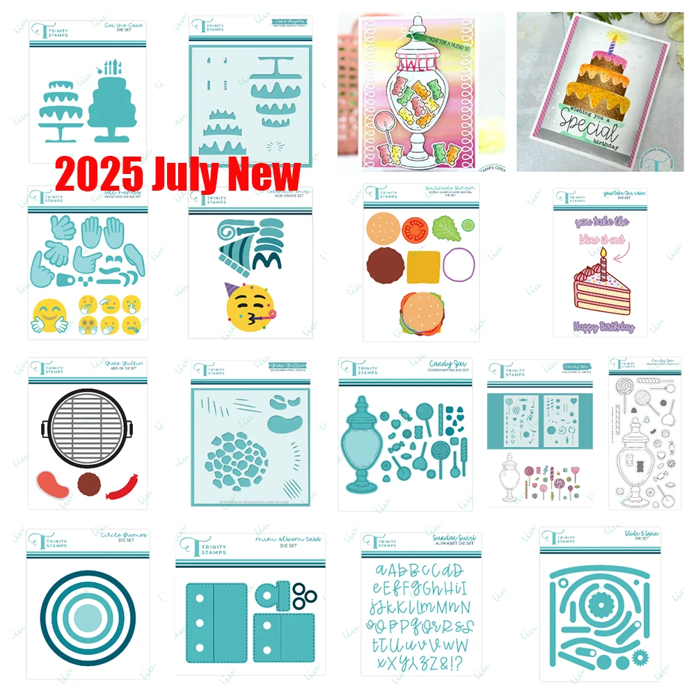 

2025 July New Metal Cutting Dies Stamps and Stencils for DIY Handmade Journal Albums Circle Frames Cake Candy Jar Holiday Gift