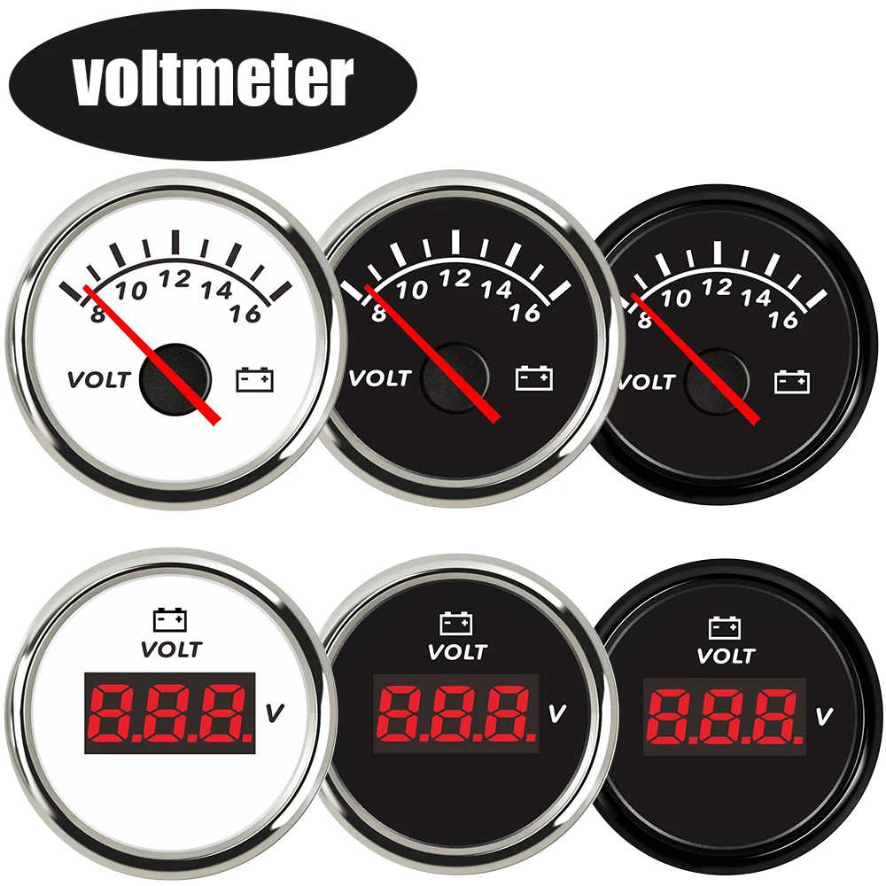 

52mm Car Voltmeter 8-16 / 16-32 Volts Waterproof with Red Backlight Digital Voltmeter for Car Marine Boat Boost Alarm Dropship