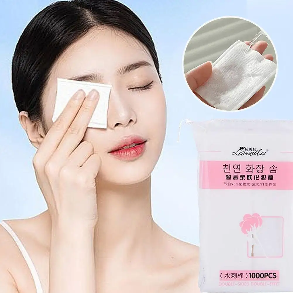 1000개 양면 화장솜 신축성 있는 메이크업 리무버 코튼 습식 압축용 얼굴 스파 화장품 메이크업 도구