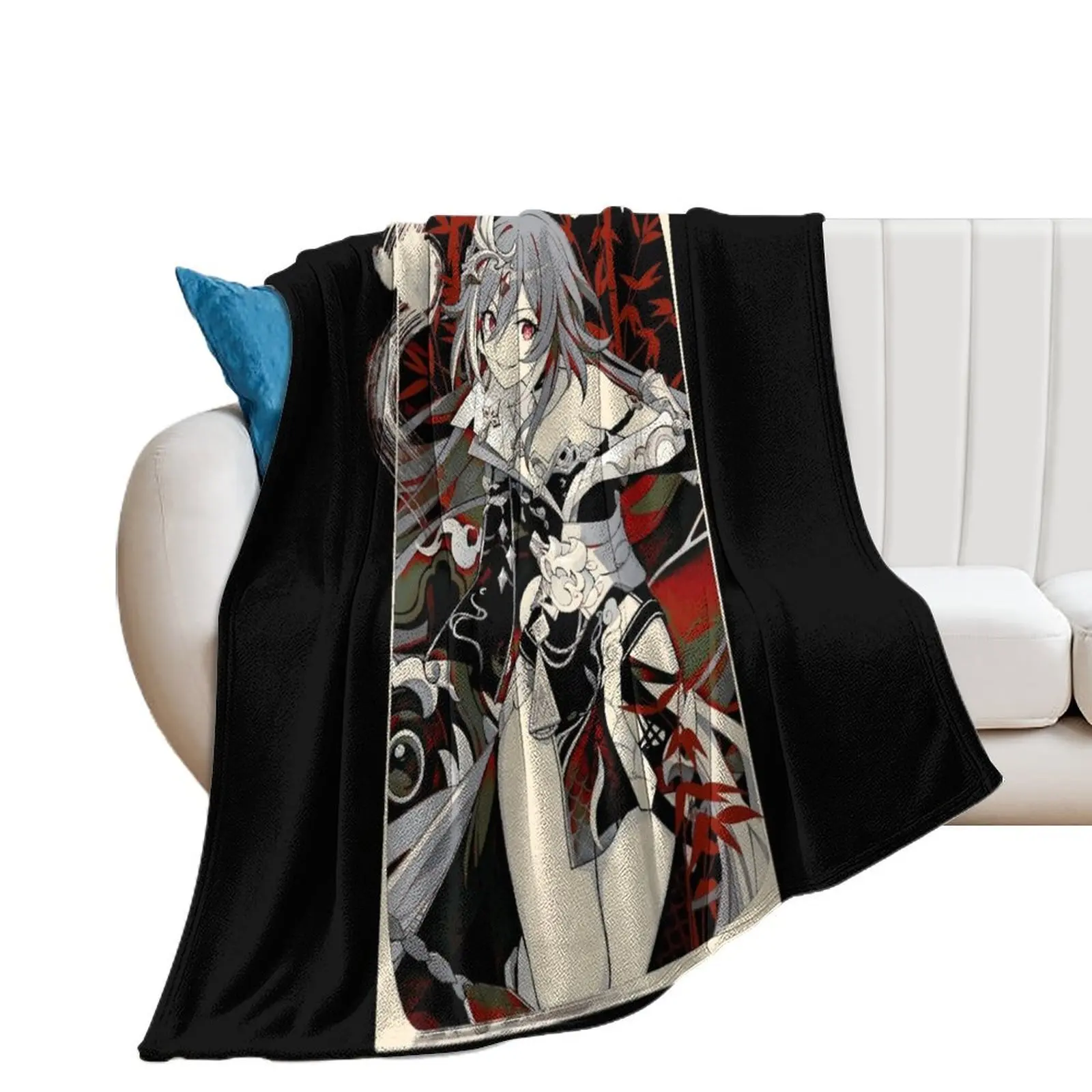 

Red Bamboo Leaves Throw Blanket Kid'S cosplay anime for babies Summer Blankets