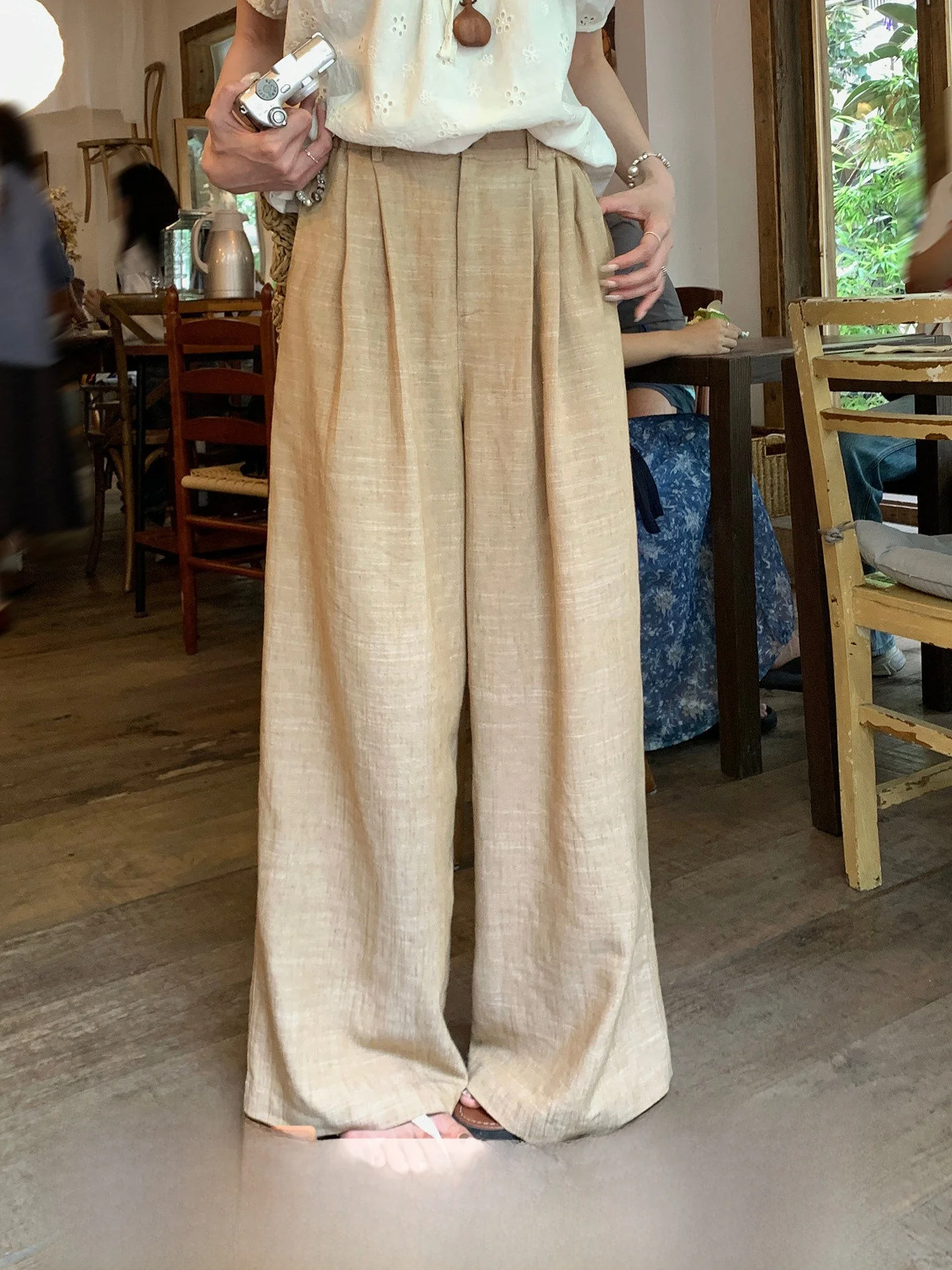 

Women's High Waist Straight Leg Wide Leg Pants Drapey Texture Old Money Style Autumn New Arrival Slimming Casual Trousers