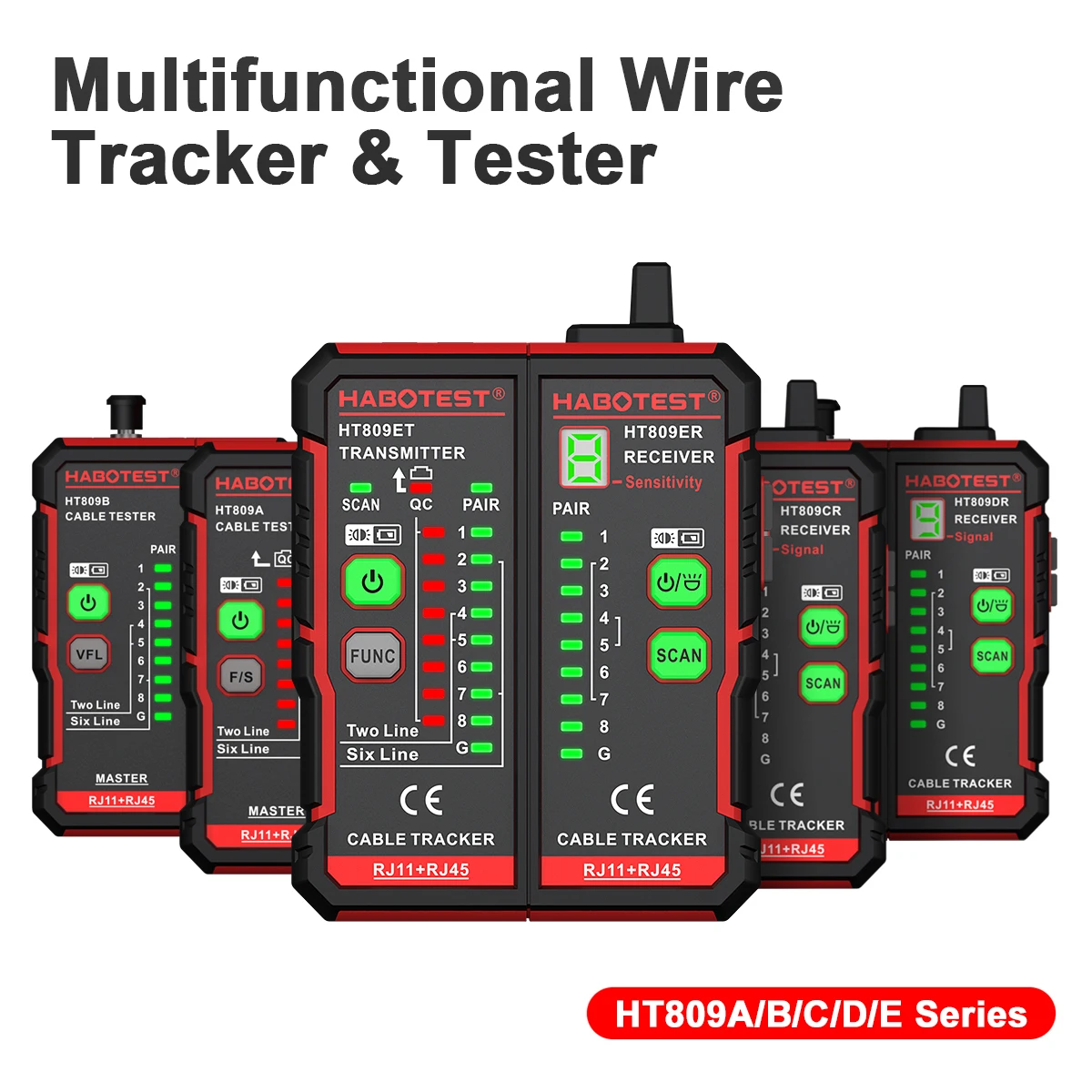 HT809 Series Multifunctional Network Cable Tester RJ45 RJ11 LAN Cable Tester Finder Wire Tracker Networking Tool Network Repair