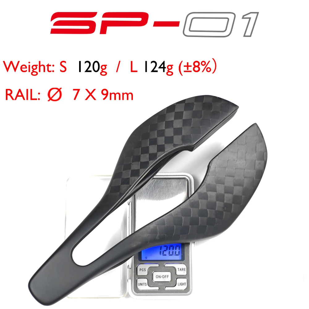 Carbon fiber SP-01 BOOST Tekno Superflow bicycle saddle, for road/triathlon/MTB, Hollow/BOOST Short Nose/Split Tail Design, 124g