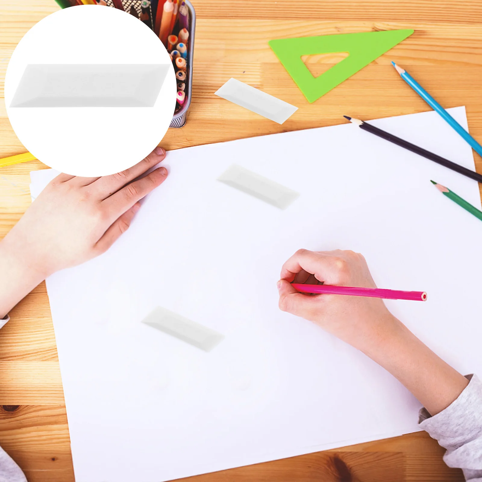 6Pcs White Eraser Set Sketching Pencil Erasers Low Debris Rubber Erasers for Art Students Artists Drawing Supplies