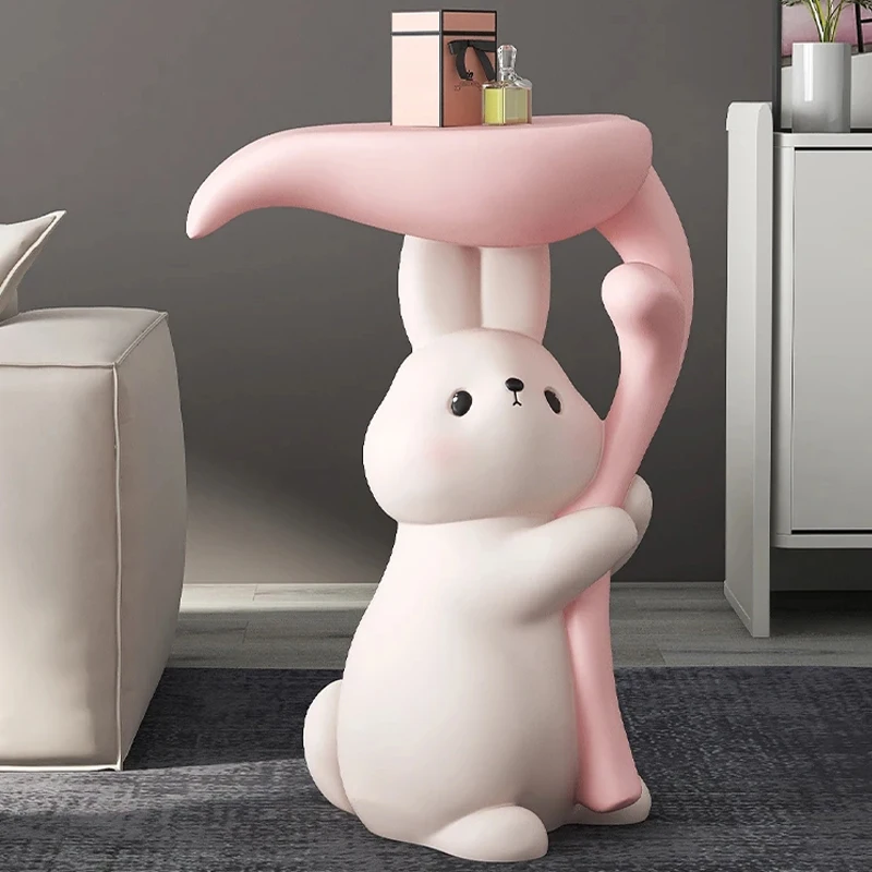 Nordic Modern Nightstands Small Space Cute Kawaii Rabbit Bedside Table Resin Comfortable Simple Narrow Muebles Bedroom Furniture