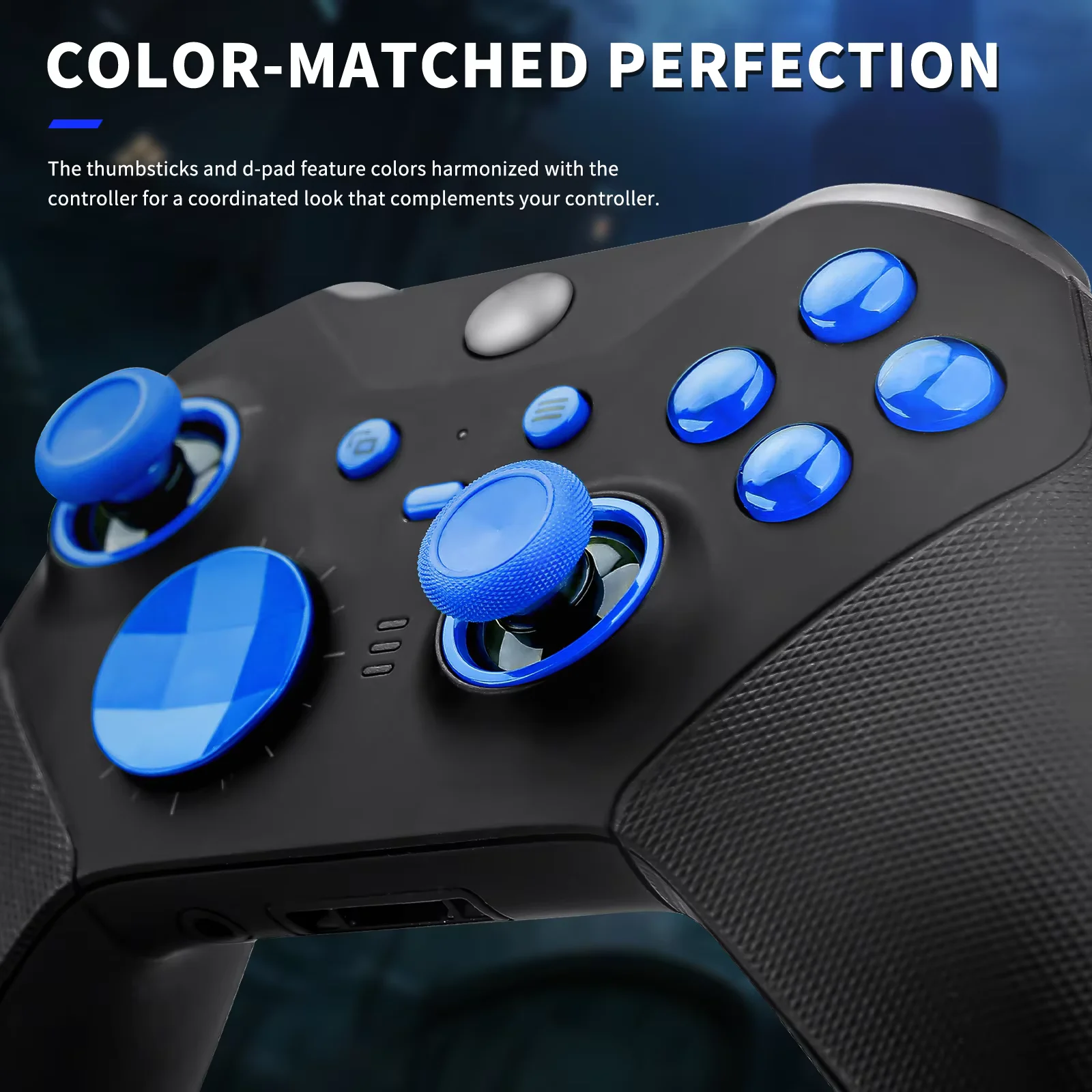 ABXY View/Share/Menu Replacement Buttons Accent Rings Metal Thumbsticks Dpad Accessories for Xbox Elite Controller Series 2