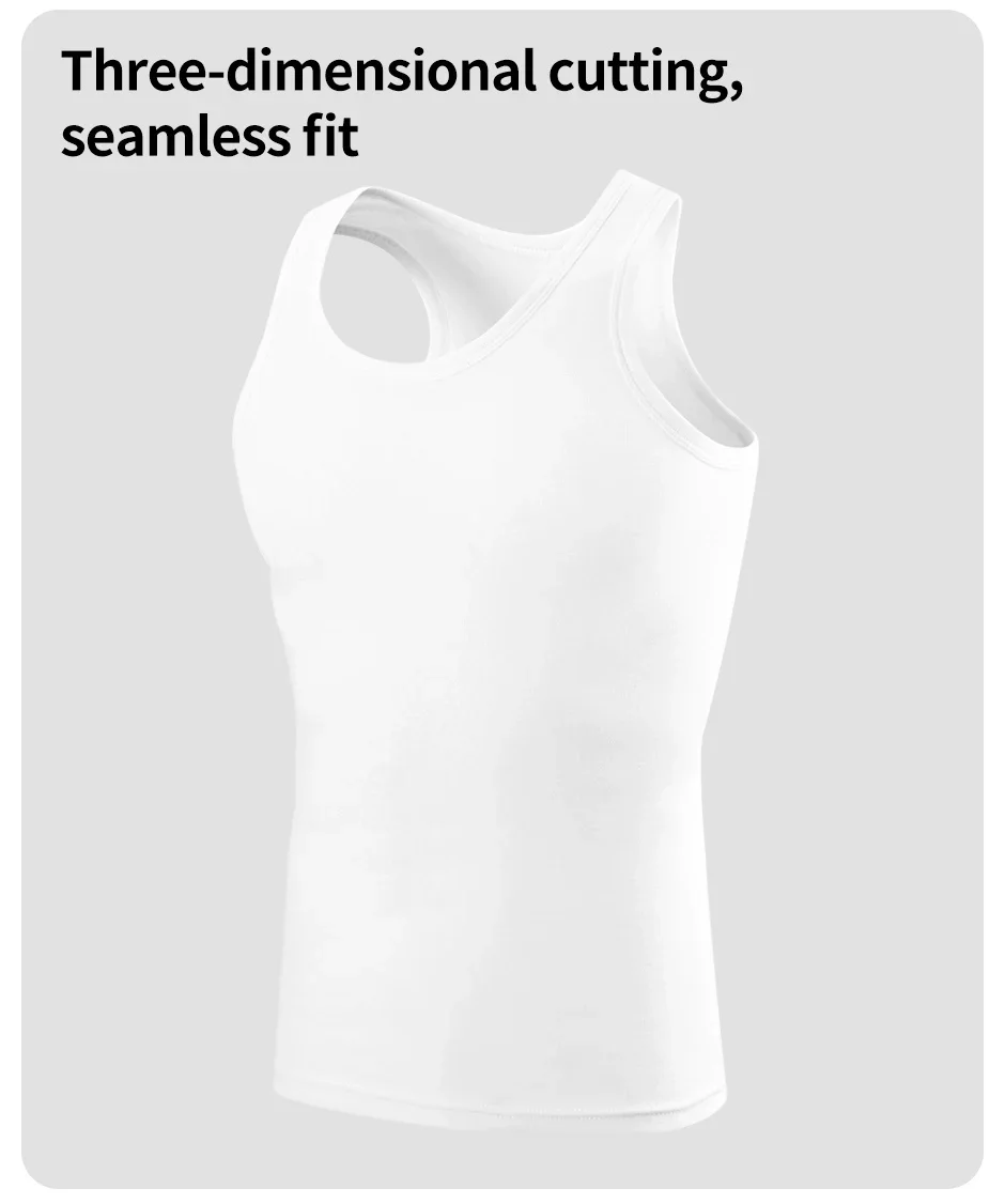 Herren-Sportweste für vier Jahreszeiten, klassisch, schwarz, weiß und grau, reine Baumwolle, bequemes Lauf- und schweißabsorbierendes Basisshirt – Detail 7