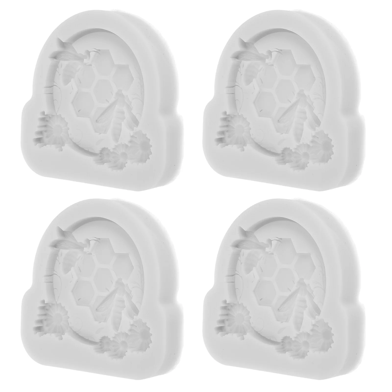 

4 Pcs Silicone Baking Mold Honeycomb Food Molds Fondant Chocolate Candy Cake Bee Tool