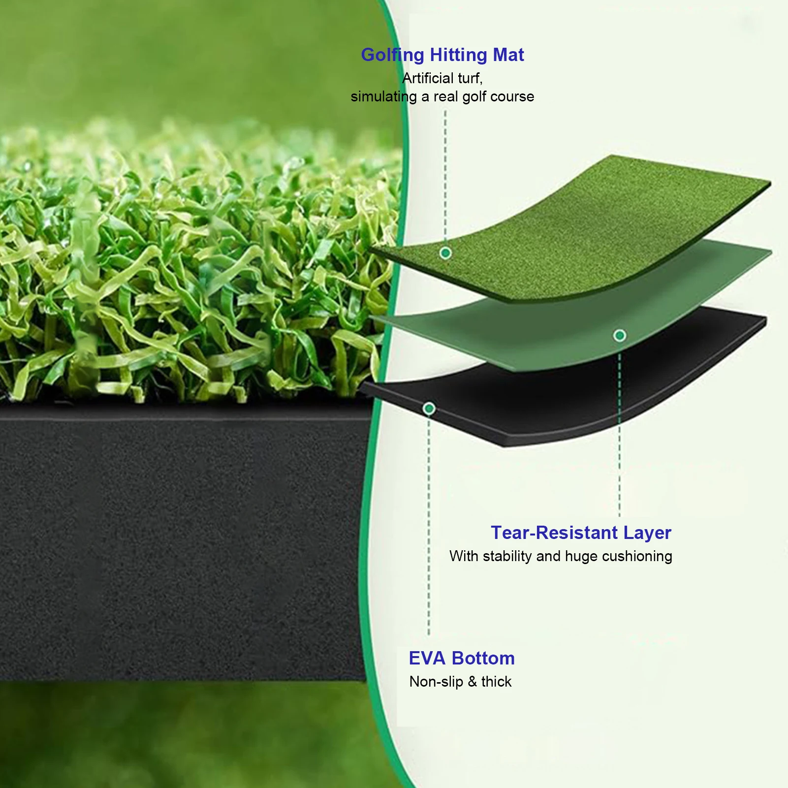 인조 잔디 골프 매트 5x4FT 두꺼운 골프 연습 타격 매트 9개 공 포함 실내외 골프 훈련 매트