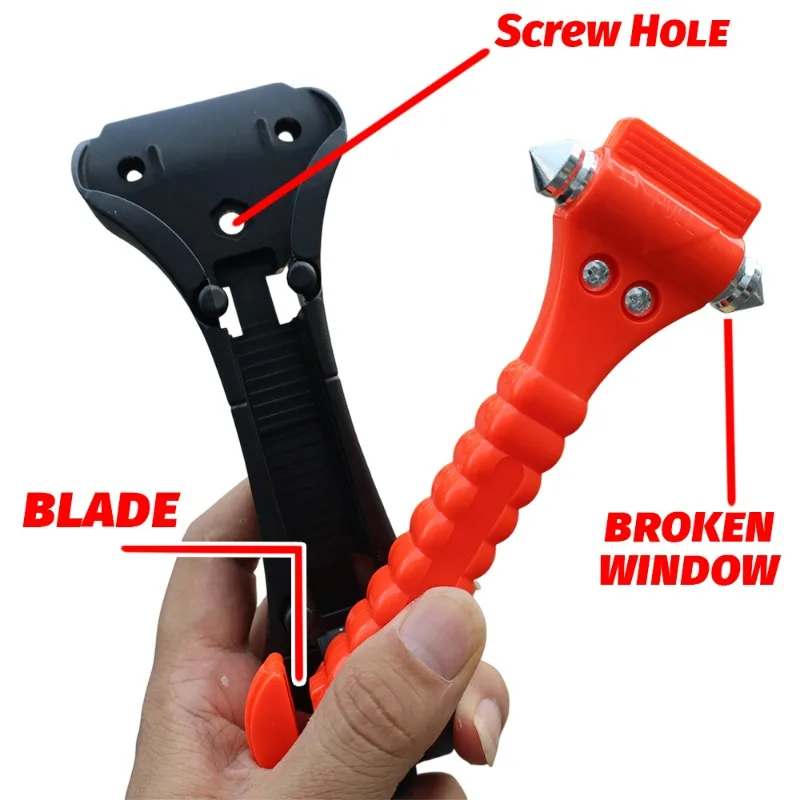 รถทําลายหน้าต่างค้อนหนีฉุกเฉิน 2-in-1 ความแข็งสูงเหล็กคาร์บอนความปลอดภัยค้อนเครื่องตัดเข็มขัดนิรภัยสําหรับรถบรรทุกรถยนต์