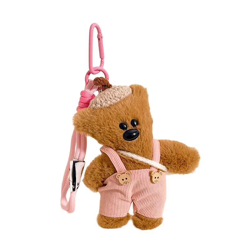 Braunbär Plüsch-Schlüsselanhänger Luxus-Taschenanhänger Niedlicher Bären-Schlüsselanhänger für Geldbörsen Handtaschen Taschenzubehör Auto-Anhänger Teddybären Schlüsselring – Detail 7