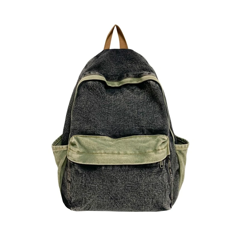 

Высококачественные джинсовые рюкзаки с цветовыми блоками в дизайнерском стиле, модные молодежные повседневные вместительные школьные сумки унисекс