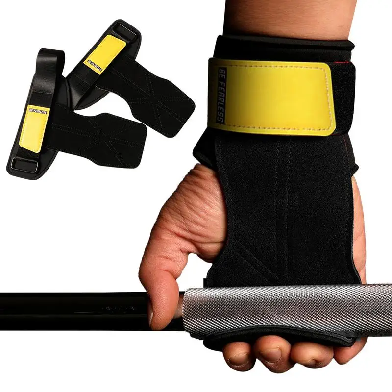 

1pair Gym Gloves Grips Anti-Skid Wrist Straps Protector Weightlifting Support Bench Press Pull-up Fitness Gloves Palm Protection