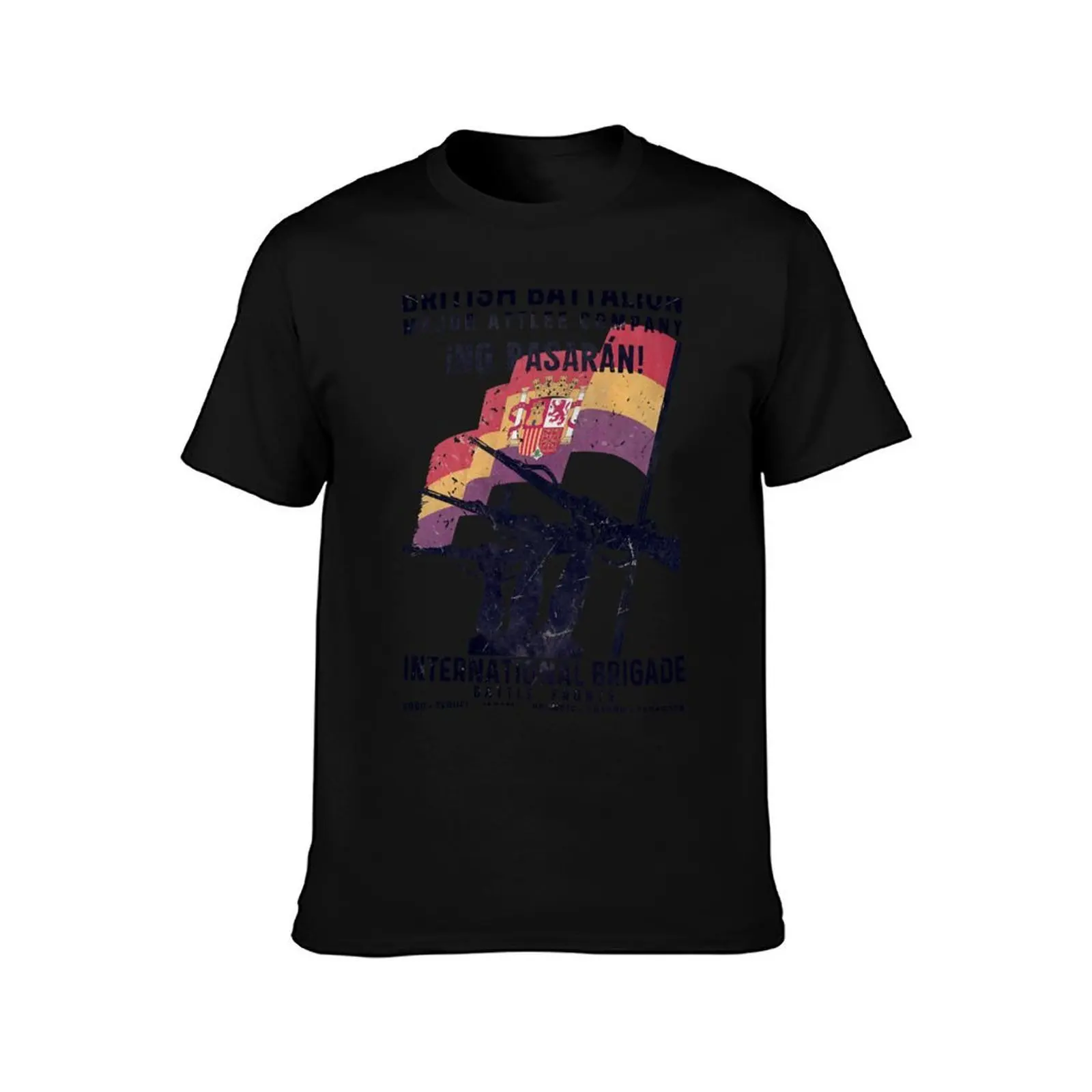 British Battalion - No Pasaran T-Shirt Large Size Loose Casual Tee