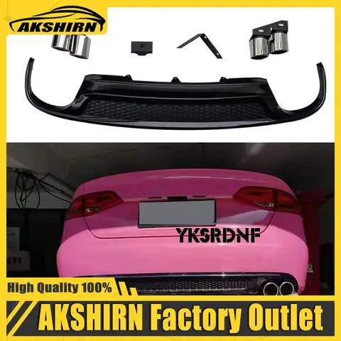 PP 리어 범퍼 립 디퓨저 배기 엔드 파이프, 아우디 A4 B8 B8.5 표준 범퍼, S라인 범퍼 2009-2016 S4 스타일